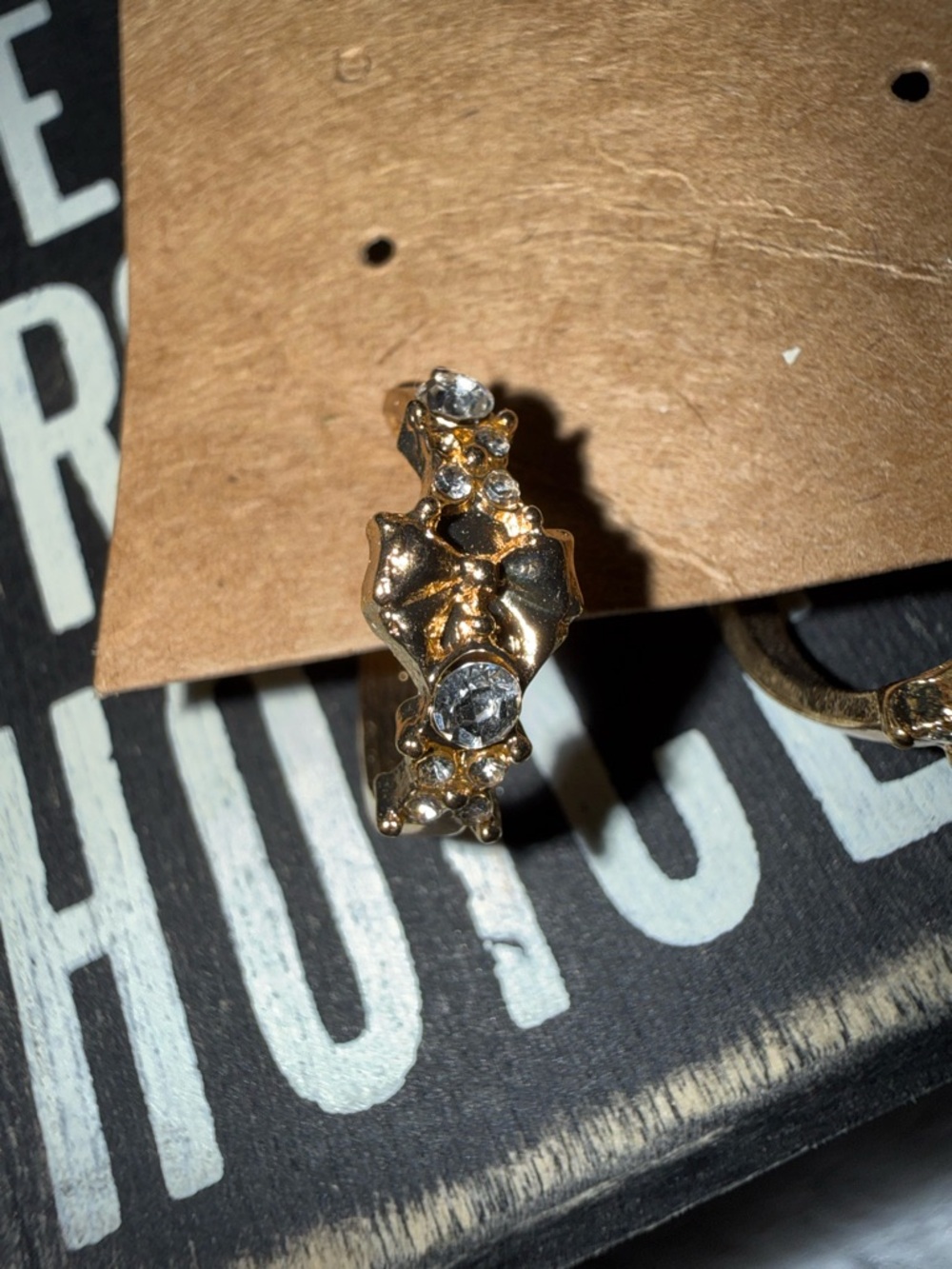 wild fable Gold Floral Crystal Huggie Earrings - Picture 2 of 3